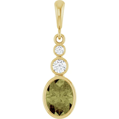 Oval and Round 3 Stone Dropped Sapphire Pendant and Necklace