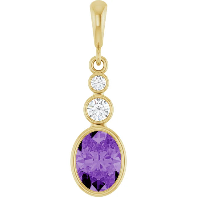 Oval and Round 3 Stone Dropped Sapphire Pendant and Necklace
