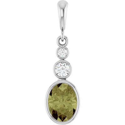 Oval and Round 3 Stone Dropped Sapphire Pendant and Necklace