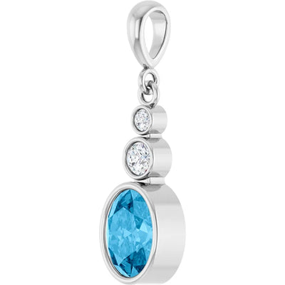 Oval and Round 3 Stone Dropped Pendant and Necklace