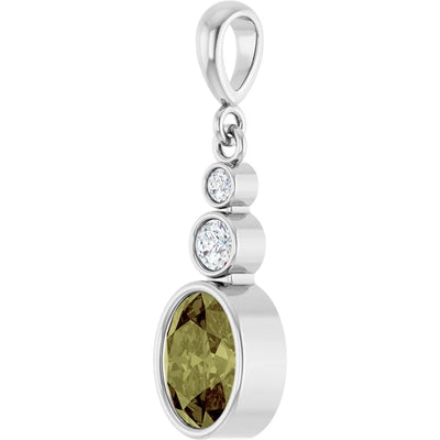 Oval and Round 3 Stone Dropped Sapphire Pendant and Necklace