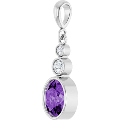 Oval and Round 3 Stone Dropped Sapphire Pendant and Necklace