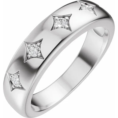 Star Etched Straight Bold Band