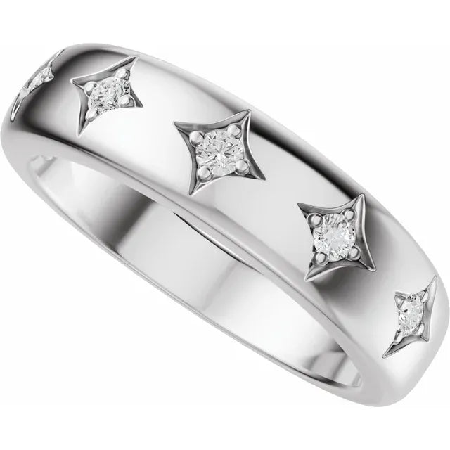 Star Etched Straight Bold Band