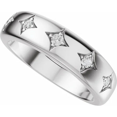 Star Etched Straight Bold Band
