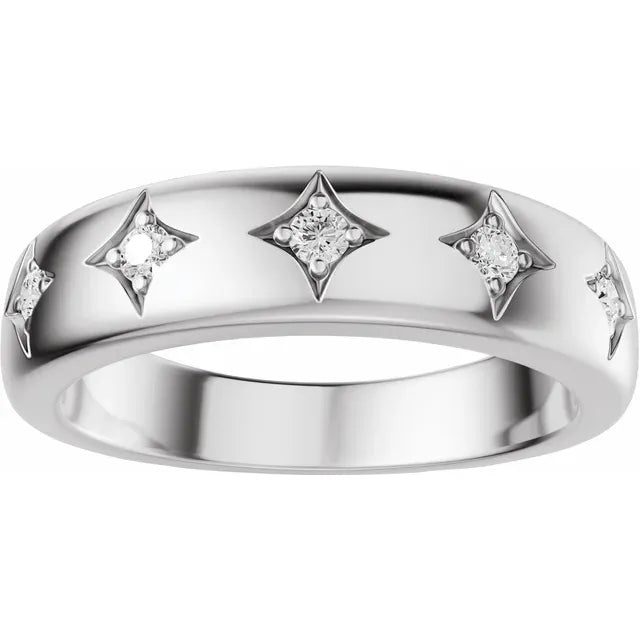 Star Etched Straight Bold Band