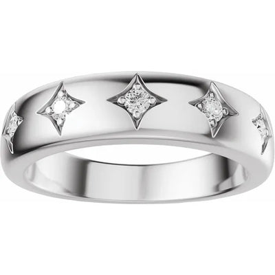 Star Etched Straight Bold Band