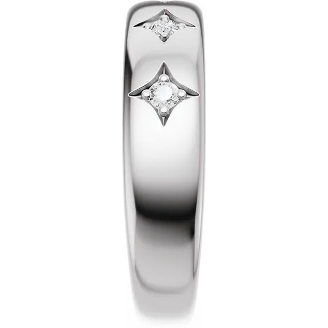Star Etched Straight Bold Band