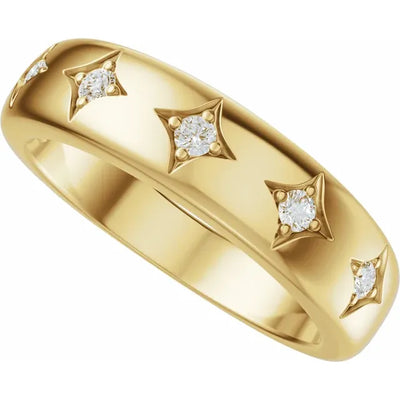Star Etched Straight Bold Band