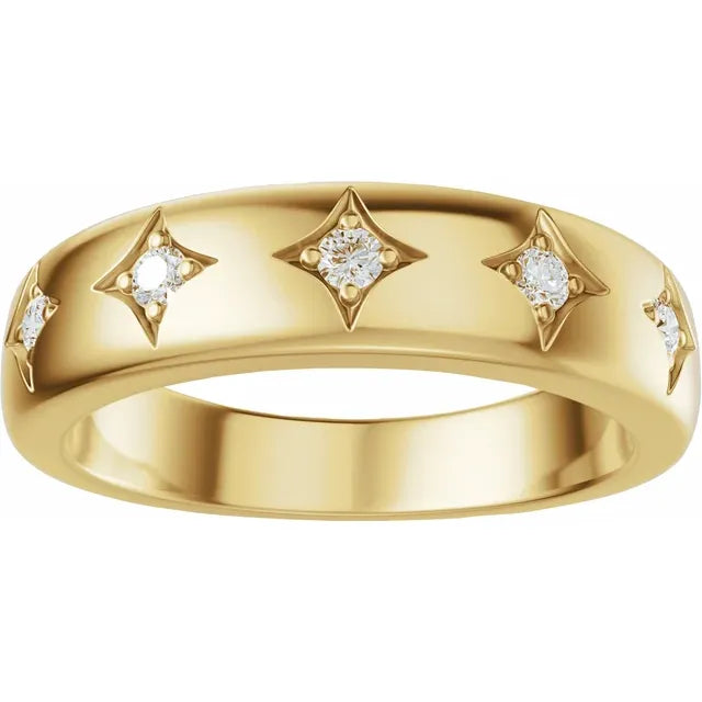Star Etched Straight Bold Band