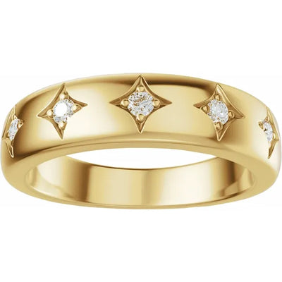 Star Etched Straight Bold Band