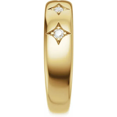 Star Etched Straight Bold Band