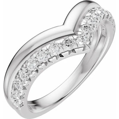 Double Layered Pave Contour Bold Band