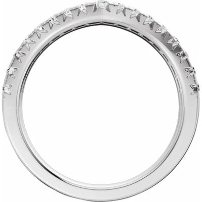 Double Layered Pave Contour Bold Band