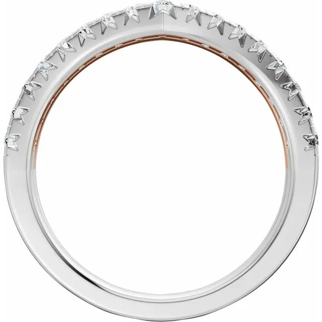 Double Layered Pave Contour Bold Band