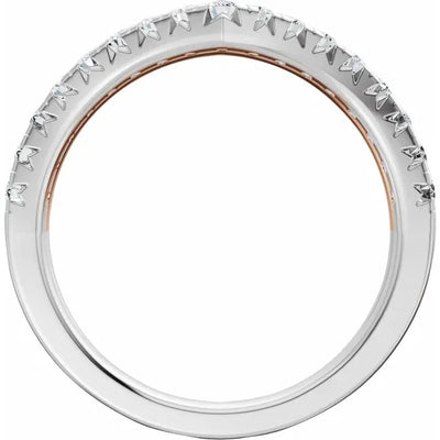 Double Layered Pave Contour Bold Band