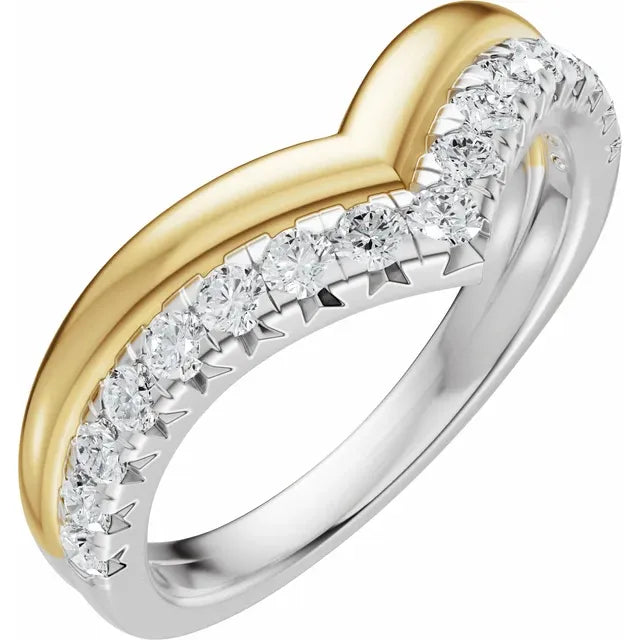 Double Layered Pave Contour Bold Band