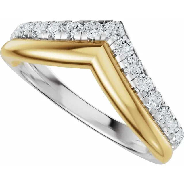 Double Layered Pave Contour Bold Band