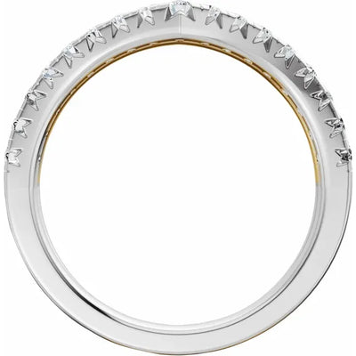 Double Layered Pave Contour Bold Band