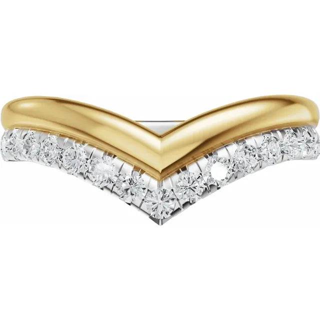 Double Layered Pave Contour Bold Band