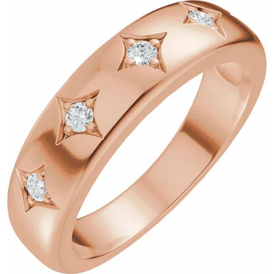 Star Etched Straight Bold Band