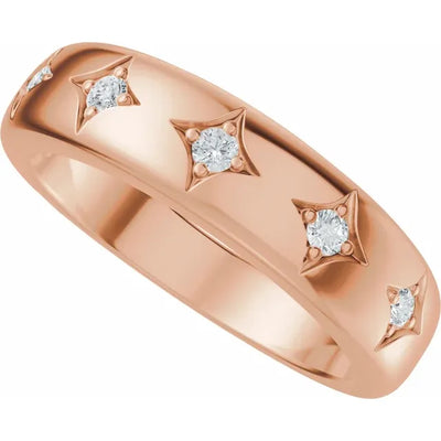 Star Etched Straight Bold Band