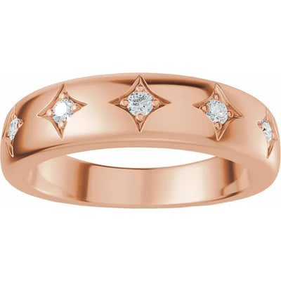 Star Etched Straight Bold Band