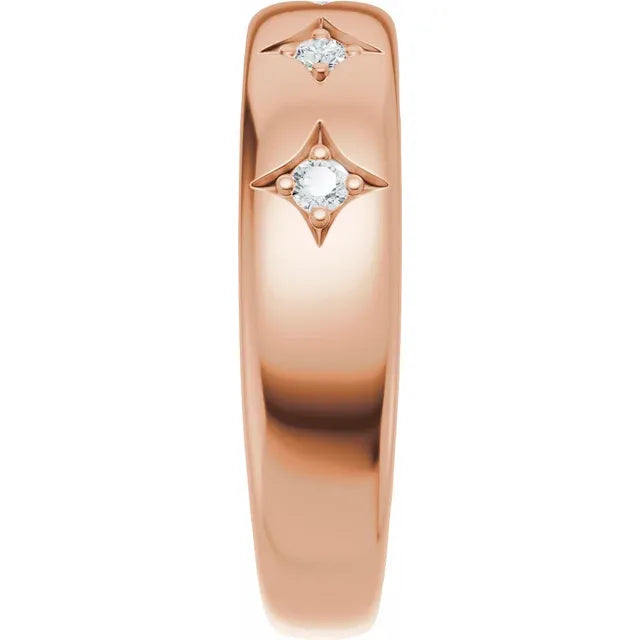 Star Etched Straight Bold Band