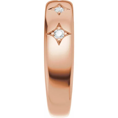 Star Etched Straight Bold Band