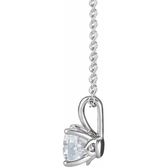 Round Center 4 Prong Scroll Style Pendant and Necklace