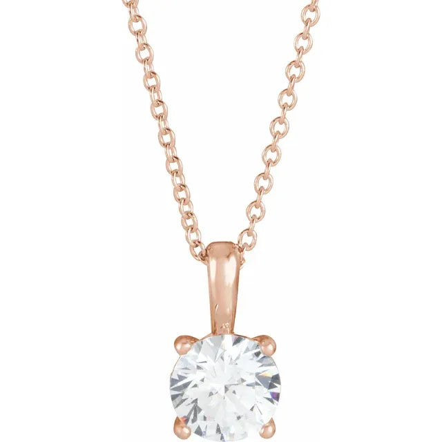 Round Center 4 Prong Scroll Style Pendant and Necklace