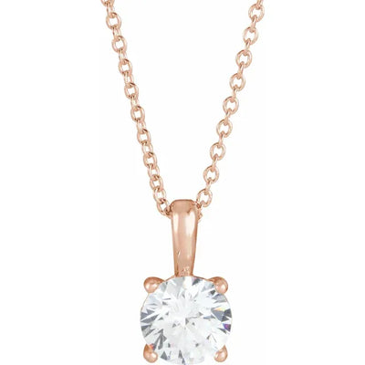 Round Center 4 Prong Scroll Style Pendant and Necklace