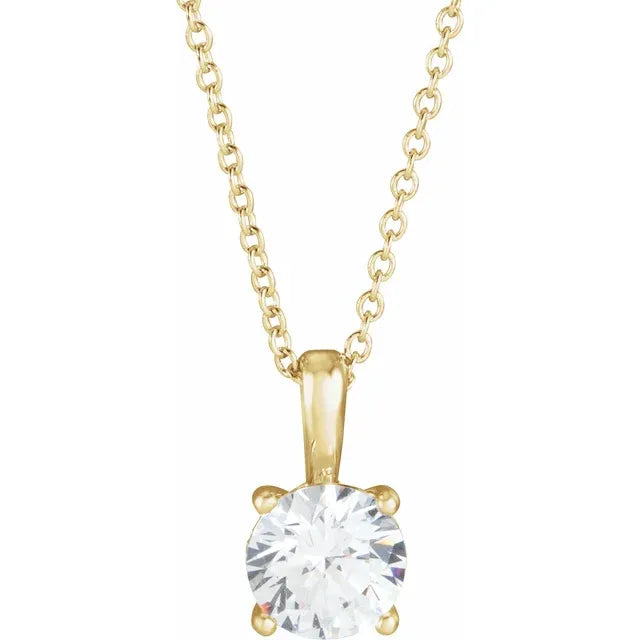 Round Center 4 Prong Scroll Style Pendant and Necklace