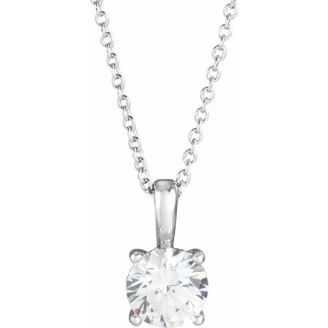 Round Center 4 Prong Scroll Style Pendant and Necklace