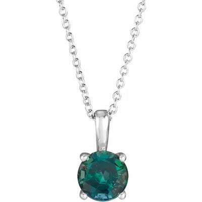 Round Center 4 Prong Scroll Style Pendant and Necklace