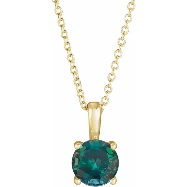 Round Center 4 Prong Scroll Style Pendant and Necklace