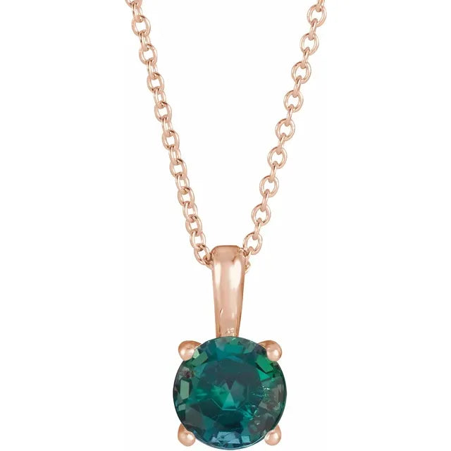 Round Center 4 Prong Scroll Style Pendant and Necklace