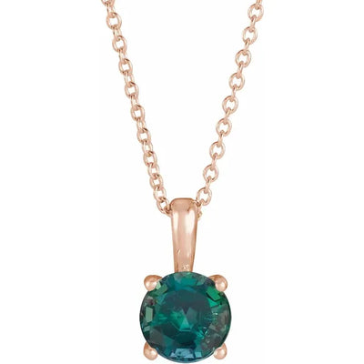 Round Center 4 Prong Scroll Style Pendant and Necklace