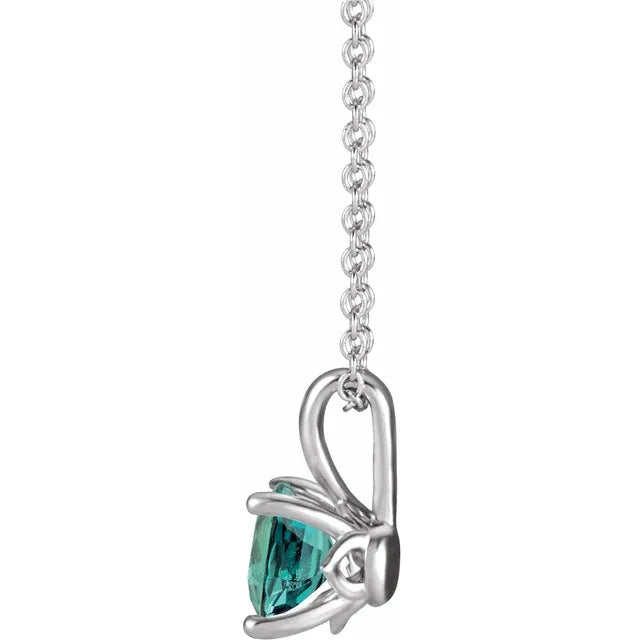 Round Center 4 Prong Scroll Style Pendant and Necklace