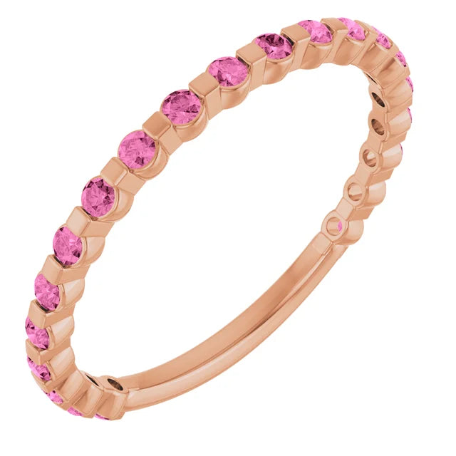 Kenla Round Gemstones 3/4 Eternity Under Bezel Shared Wedding & Anniversary Band