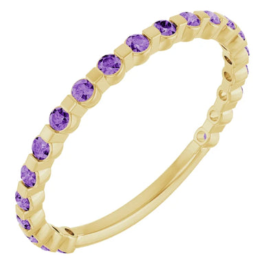 Kenla Round Gemstones 3/4 Eternity Under Bezel Shared Wedding & Anniversary Band