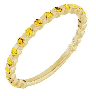 Kenla Round Gemstones 3/4 Eternity Under Bezel Shared Wedding & Anniversary Band