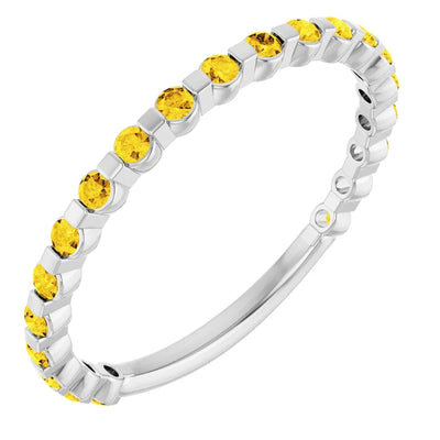 Kenla Round Gemstones 3/4 Eternity Under Bezel Shared Wedding & Anniversary Band