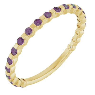 Kenla Round Gemstones 3/4 Eternity Under Bezel Shared Wedding & Anniversary Band