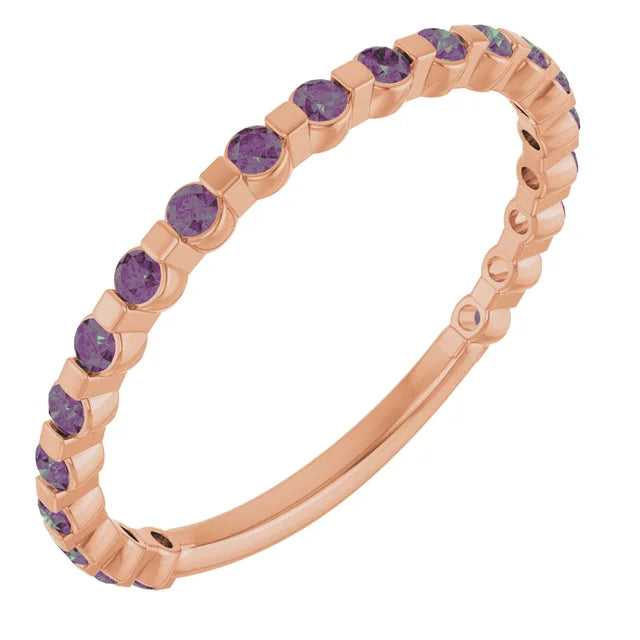 Kenla Round Gemstones 3/4 Eternity Under Bezel Shared Wedding & Anniversary Band