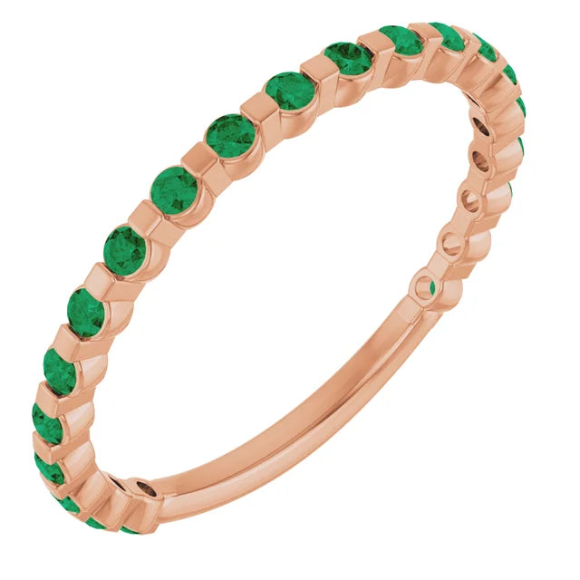 Kenla Round Gemstones 3/4 Eternity Under Bezel Shared Wedding & Anniversary Band