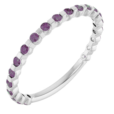 Kenla Round Gemstones 3/4 Eternity Under Bezel Shared Wedding & Anniversary Band