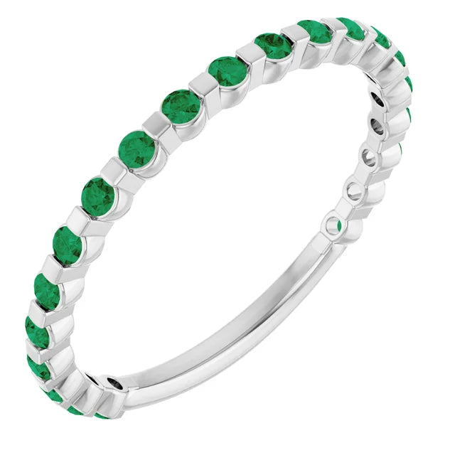 Kenla Round Gemstones 3/4 Eternity Under Bezel Shared Wedding & Anniversary Band