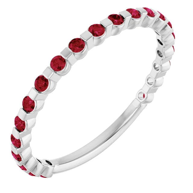 Kenla Round Gemstones 3/4 Eternity Under Bezel Shared Wedding & Anniversary Band