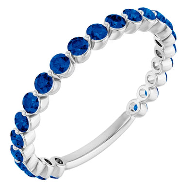 Kenla Round Gemstones 3/4 Eternity Under Bezel Shared Wedding & Anniversary Band
